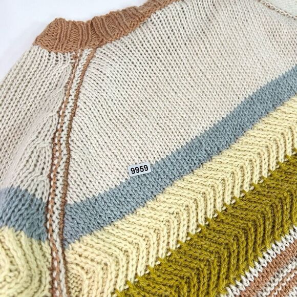 Vici Sweater Womens M Multi-Color Striped Wool Ribbed Knit Pullover Crewneck - Picture 9 of 9